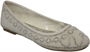 GIRLS FLAT SHOES AND RHINESTONES (WHITE)